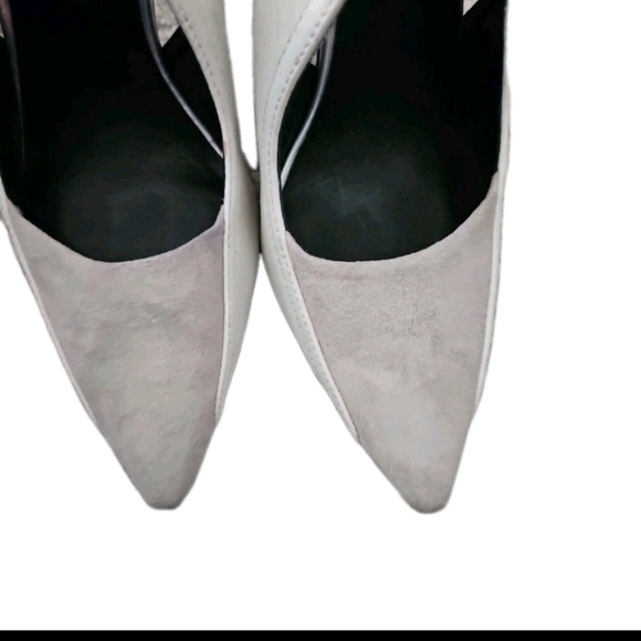 L.A.M.B Womens White And Gray Enforce Leather Suede Pointy Toe Pump 9.5 - Picture 11 of 13